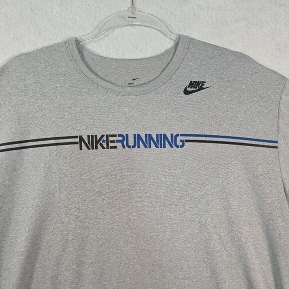Nike Running Shirt Dri-Fit Men's Size XL Lightweight Grey Spellout - Picture 3 of 8